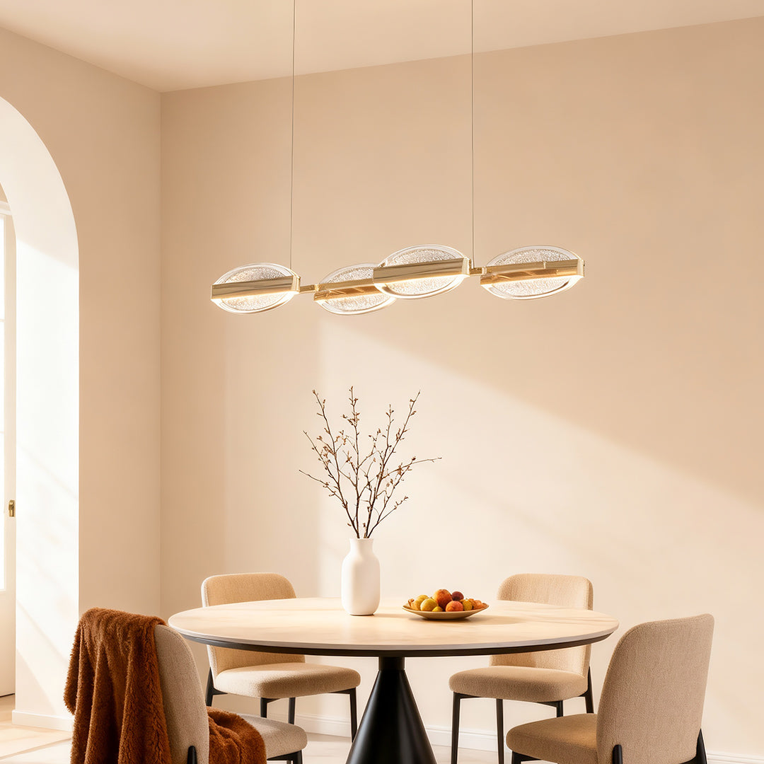 Aurelia Gold Minimalist LED Chandelier with Acrylic Shades