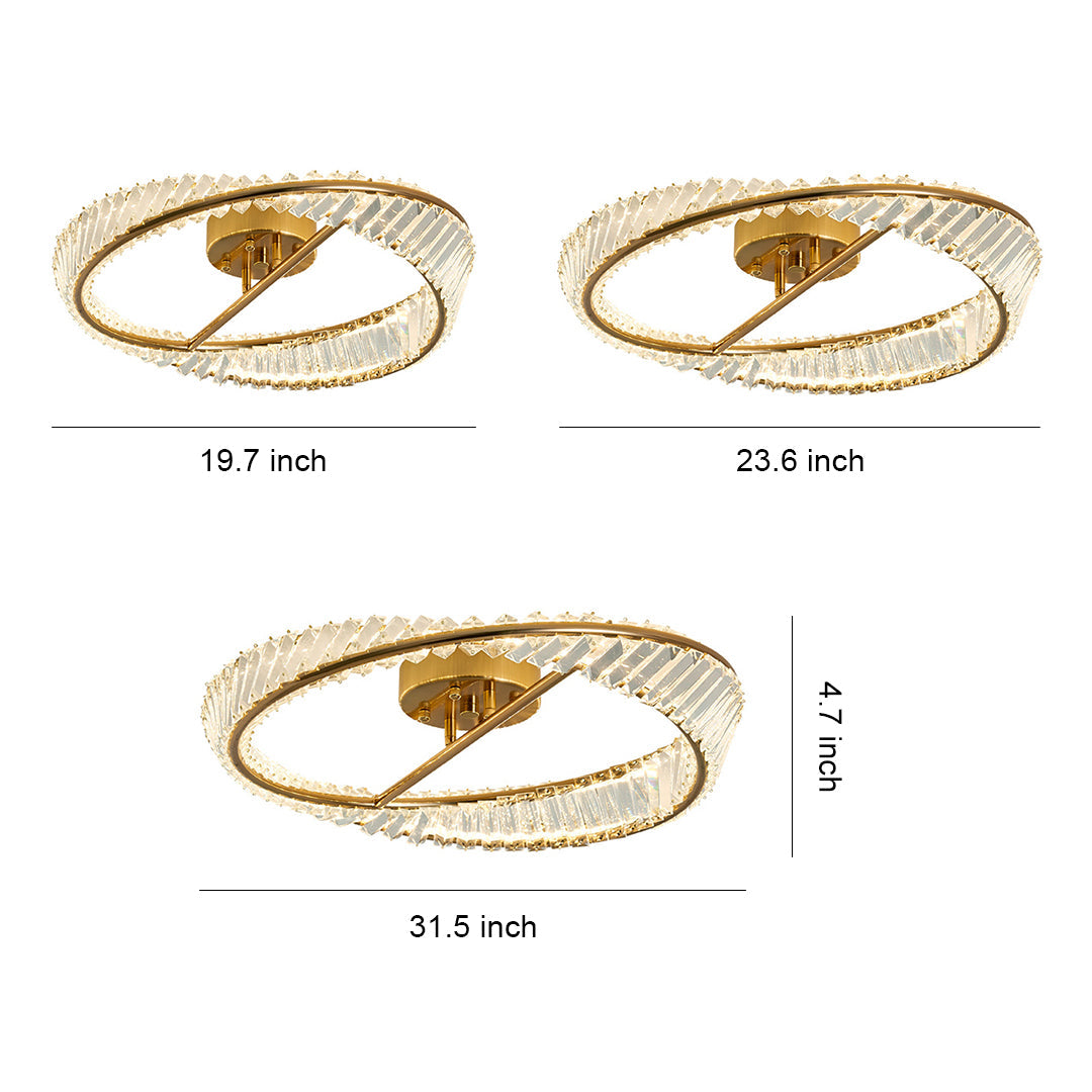 Mobius Gold Crystal Flush Mount Ceiling Light – Modern Luxury LED Ring