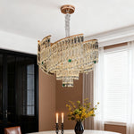 Crystal Pendant Chandelier in Champagne Gold Carbon Steel