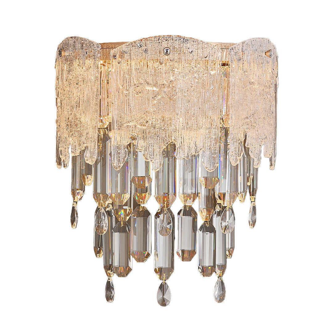 Luxury Crystal Wall Sconce with Champagne Gold Frame and LED Illumination