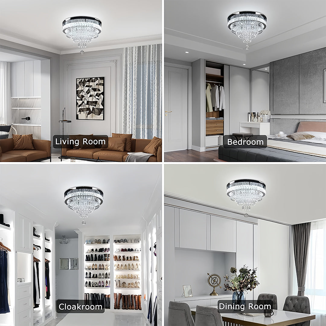 Aurelia Crystal Flush Mount Ceiling Light in Gold Stainless Steel