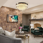 Aurelia Crystal Flush Mount Ceiling Light in Gold Stainless Steel