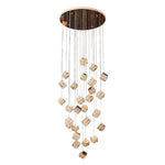 Crystal Staircase Chandelier with Gold Frame and Adjustable LED Lighting