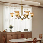 Aurelia Brass and Glass Six-Light Chandelier with Adjustable Chain