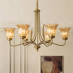 Aurelia Brass and Glass Six-Light Chandelier with Adjustable Chain