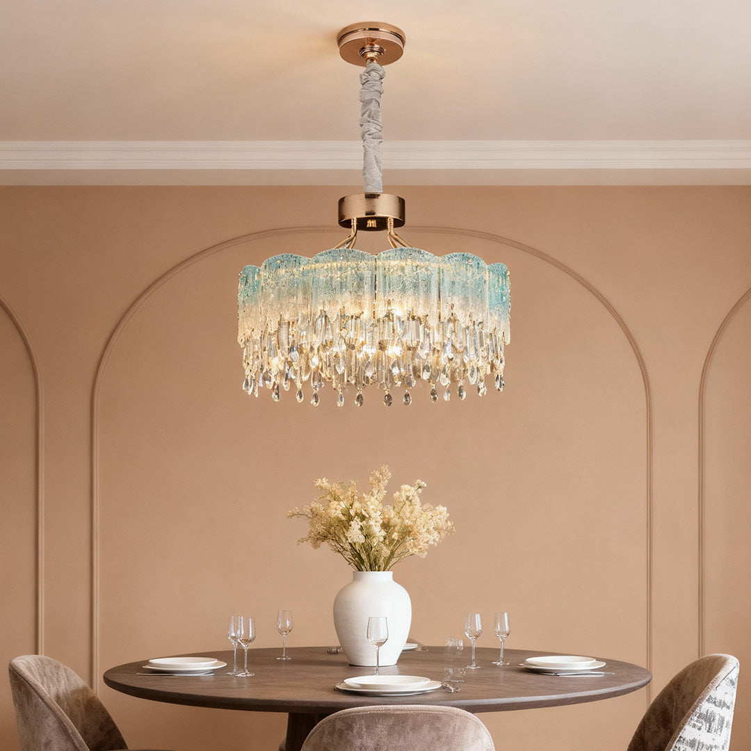 French Crystal Glass Fringe Chandelier | Luxury LED Ceiling Light