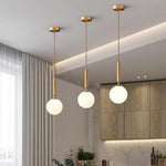 Nordic Glass Globe Pendant Light with Black and Gold Accents
