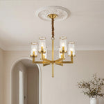 Modern Glass Island Chandelier with Copper Frame for Dining Room and Kitchen
