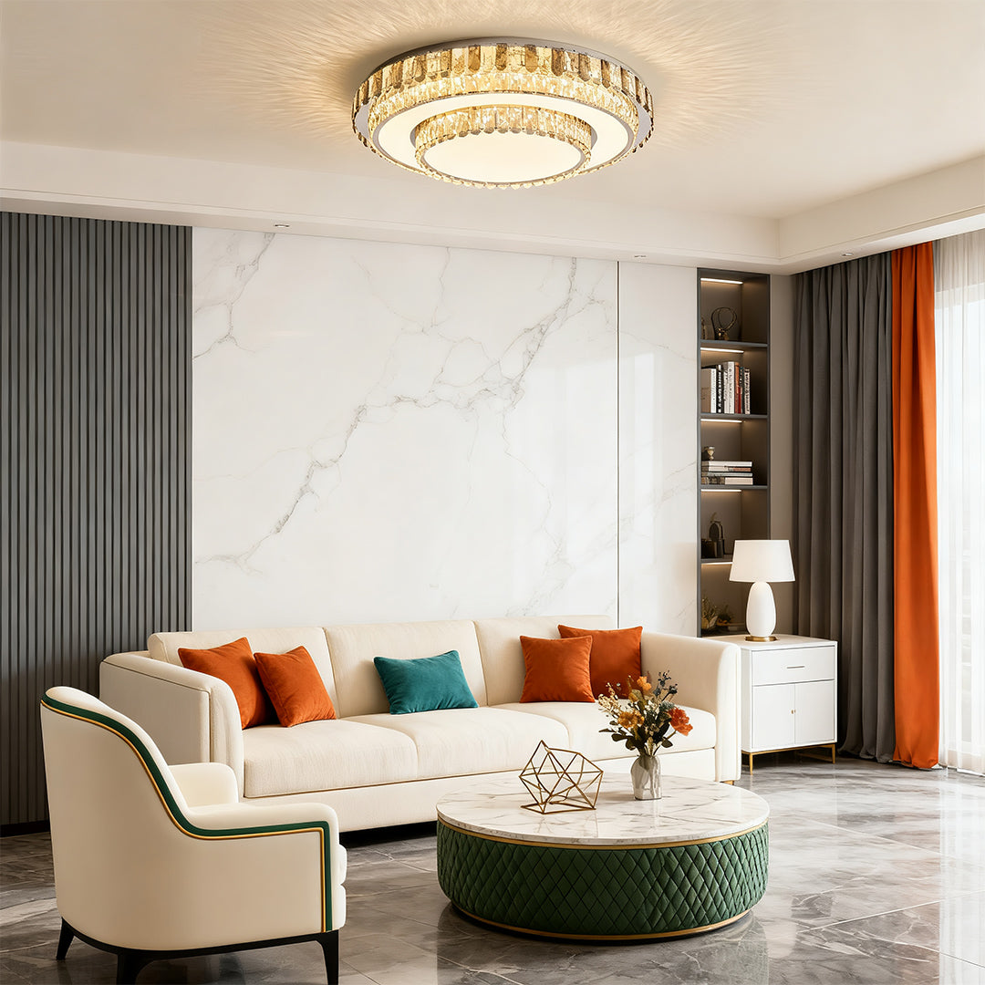 Lumina Crystal Flush Mount Ceiling Light in Chrome