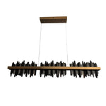 Linear Gold Pendant Light with Mountain Silhouette, Modern LED Chandelier