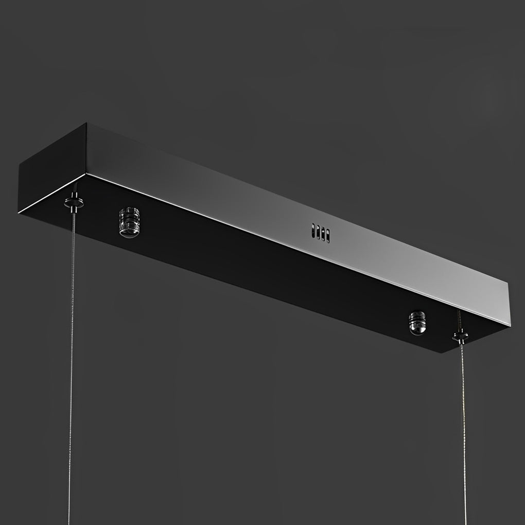 Linear Gold Pendant Light with Mountain Silhouette, Modern LED Chandelier