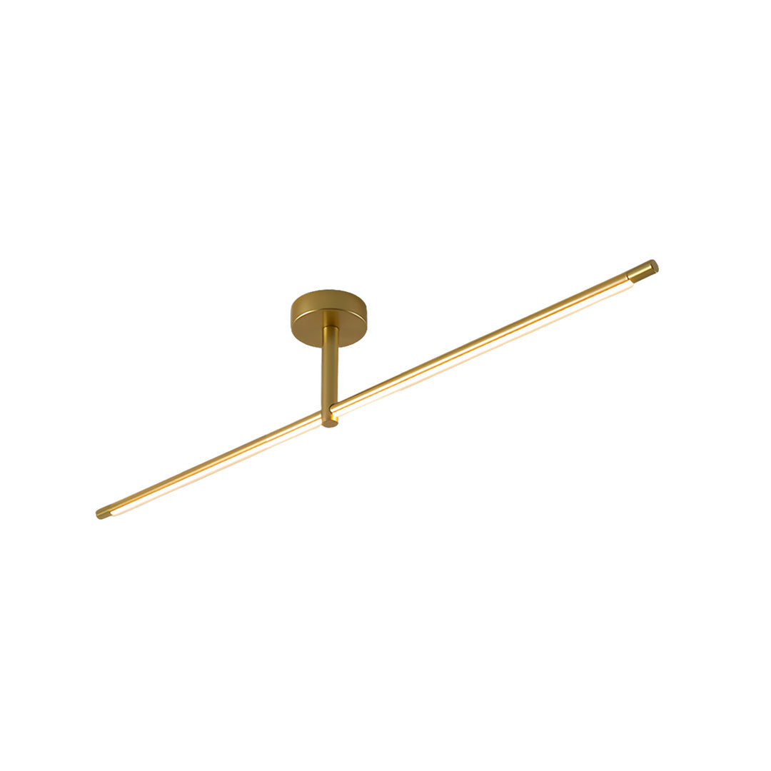 Linear LED Semi Flush Mount Ceiling Light in Black and Brass
