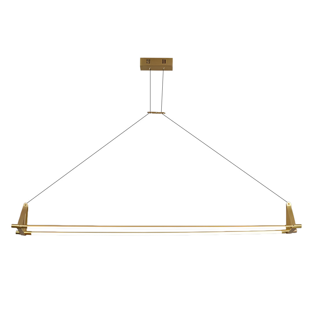 Slim Linear LED Pendant Light with Dimmable Brass Finish for Kitchen Island