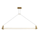 Slim Linear LED Pendant Light with Dimmable Brass Finish for Kitchen Island
