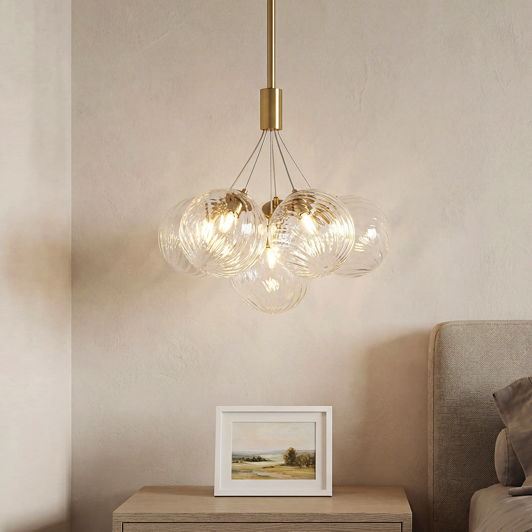 Aurelia Bubble Chandelier in Solid Copper, Modern Minimalist Ceiling Light
