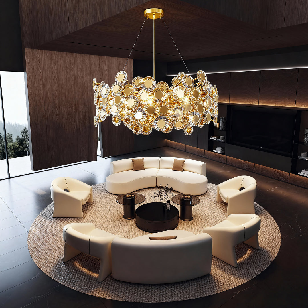 Aurelia Gold Modern Chandelier with Glass Shades