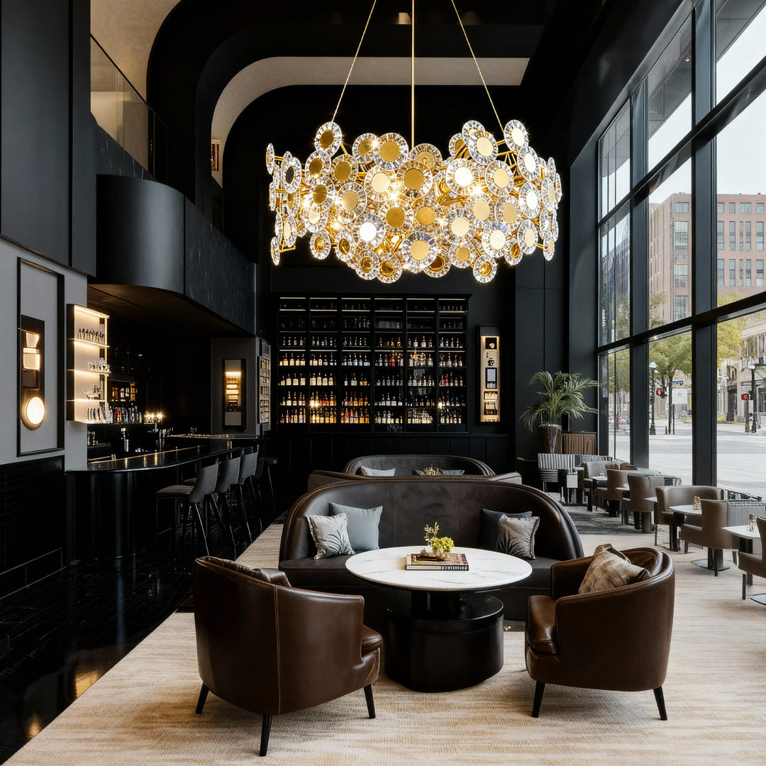 Aurelia Gold Modern Chandelier with Glass Shades
