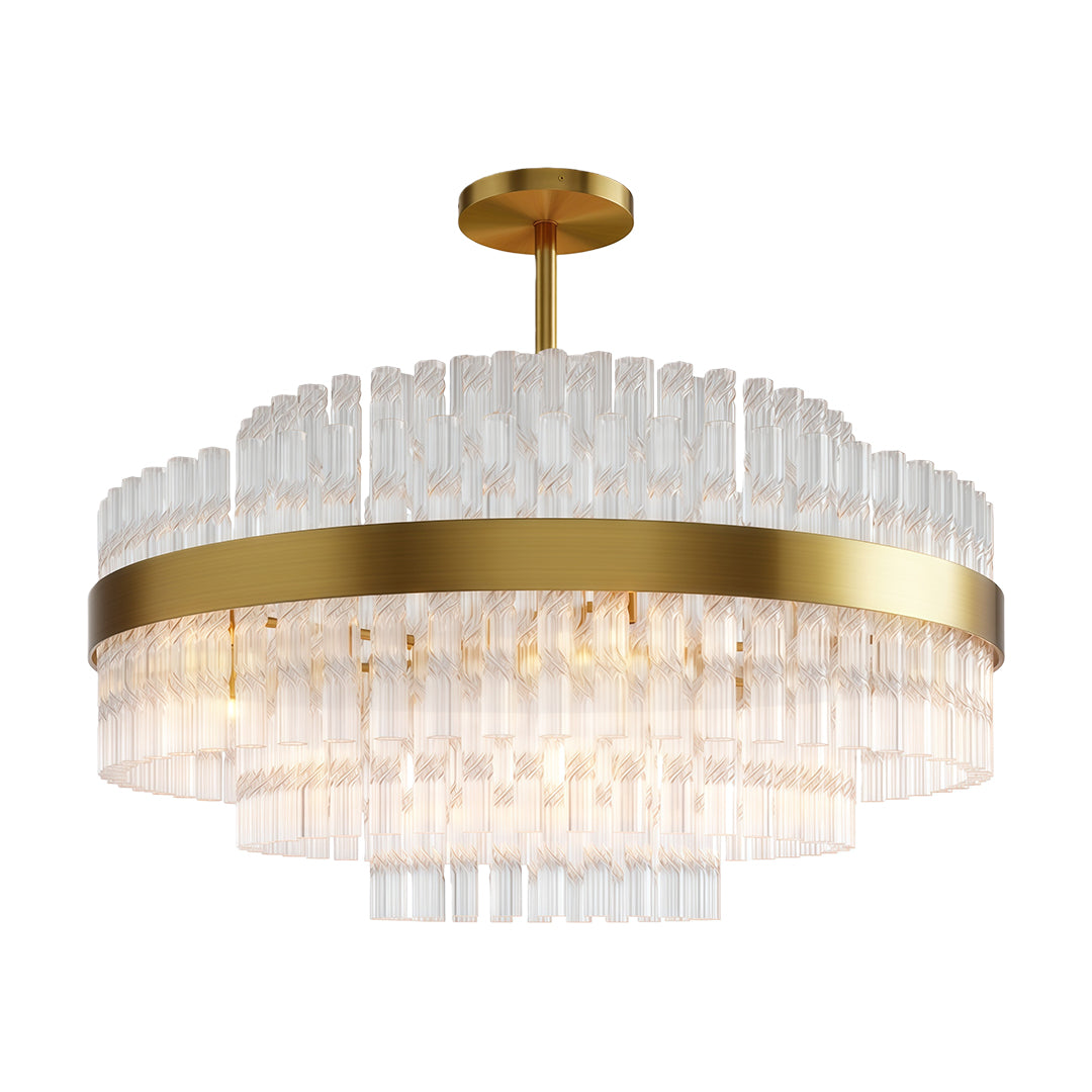 Full Copper Modern Chandelier with Clear Glass Shade for Dining Room and Living Room