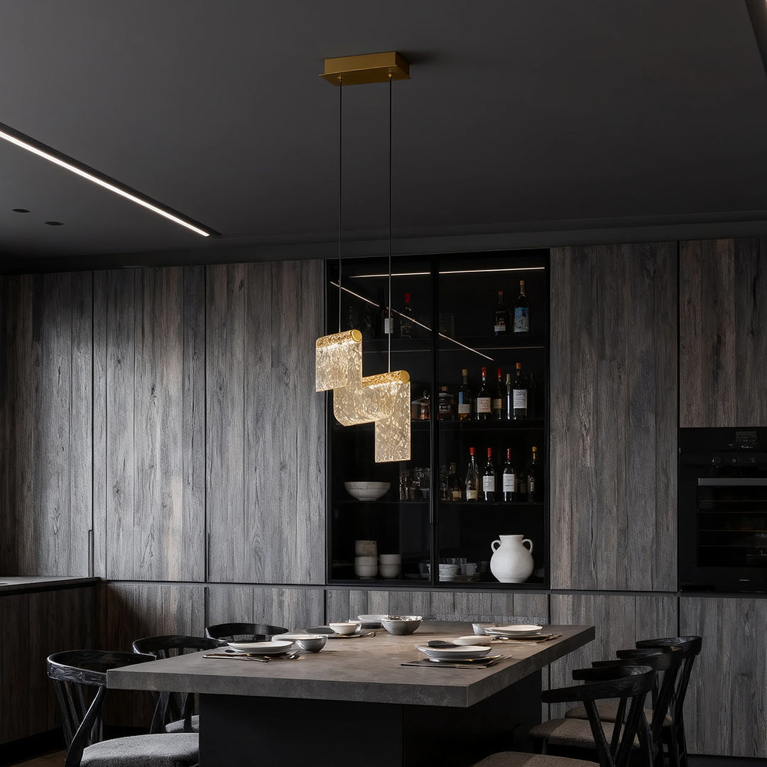 Aurelia Amber Glass Pendant Light in Gold for Modern Interiors