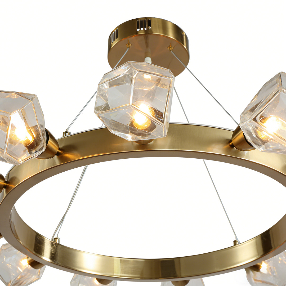 Aurelia Brass Ring Chandelier with Clear Glass Shades