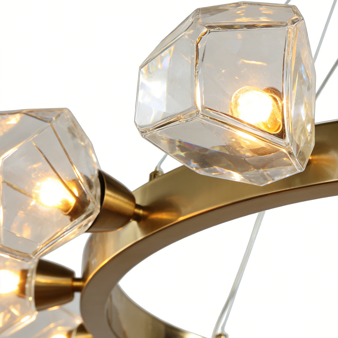 Aurelia Round Brass Ring Chandelier in Polished Gold