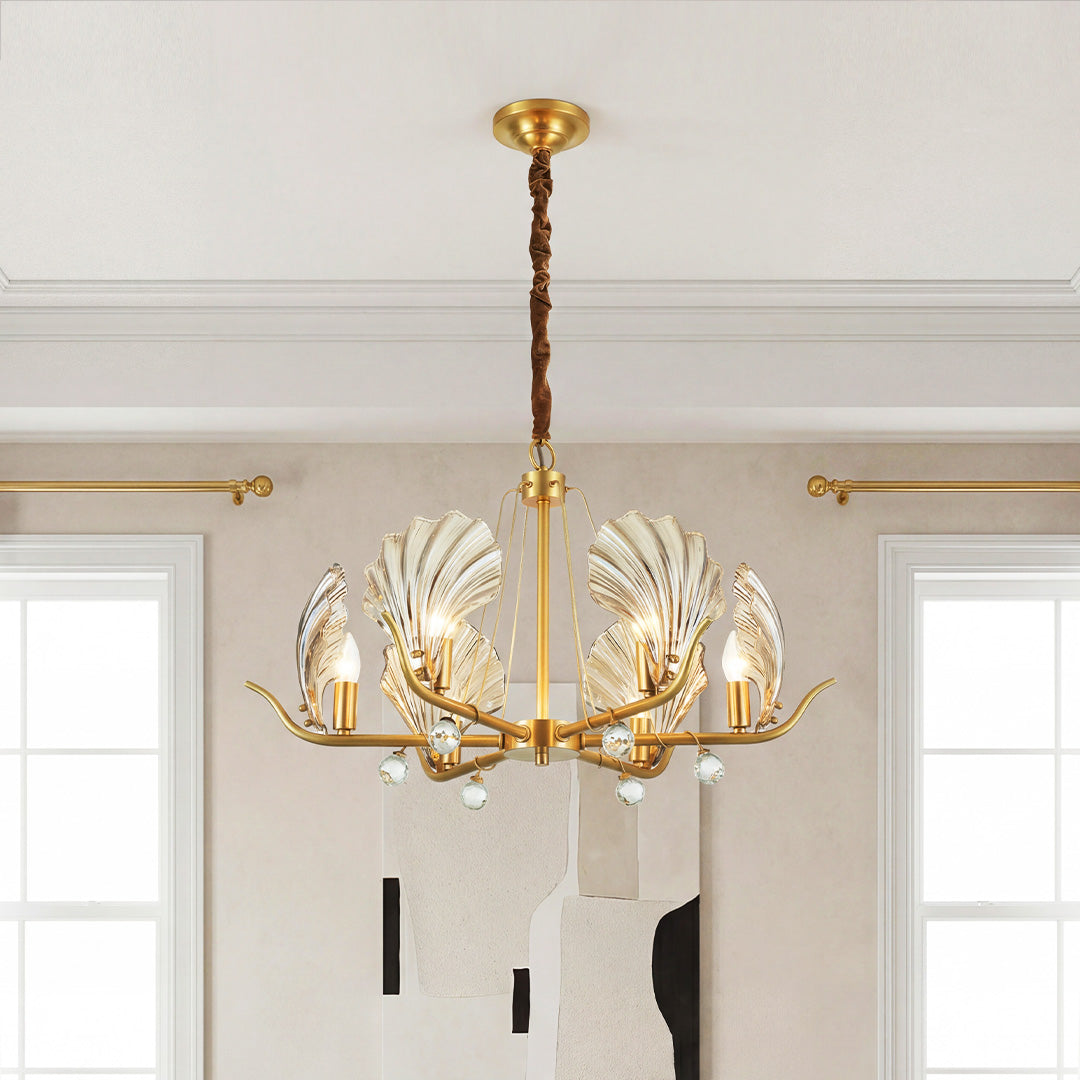 Modern Copper Shell Glass Chandelier for Dining Room and Living Room