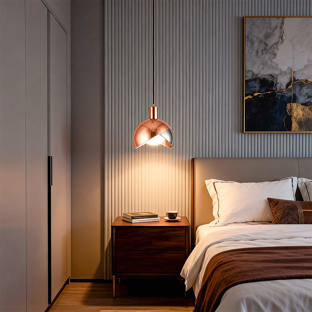 Aurelia Gold Hemisphere Pendant Light – Modern Industrial Glass Sphere