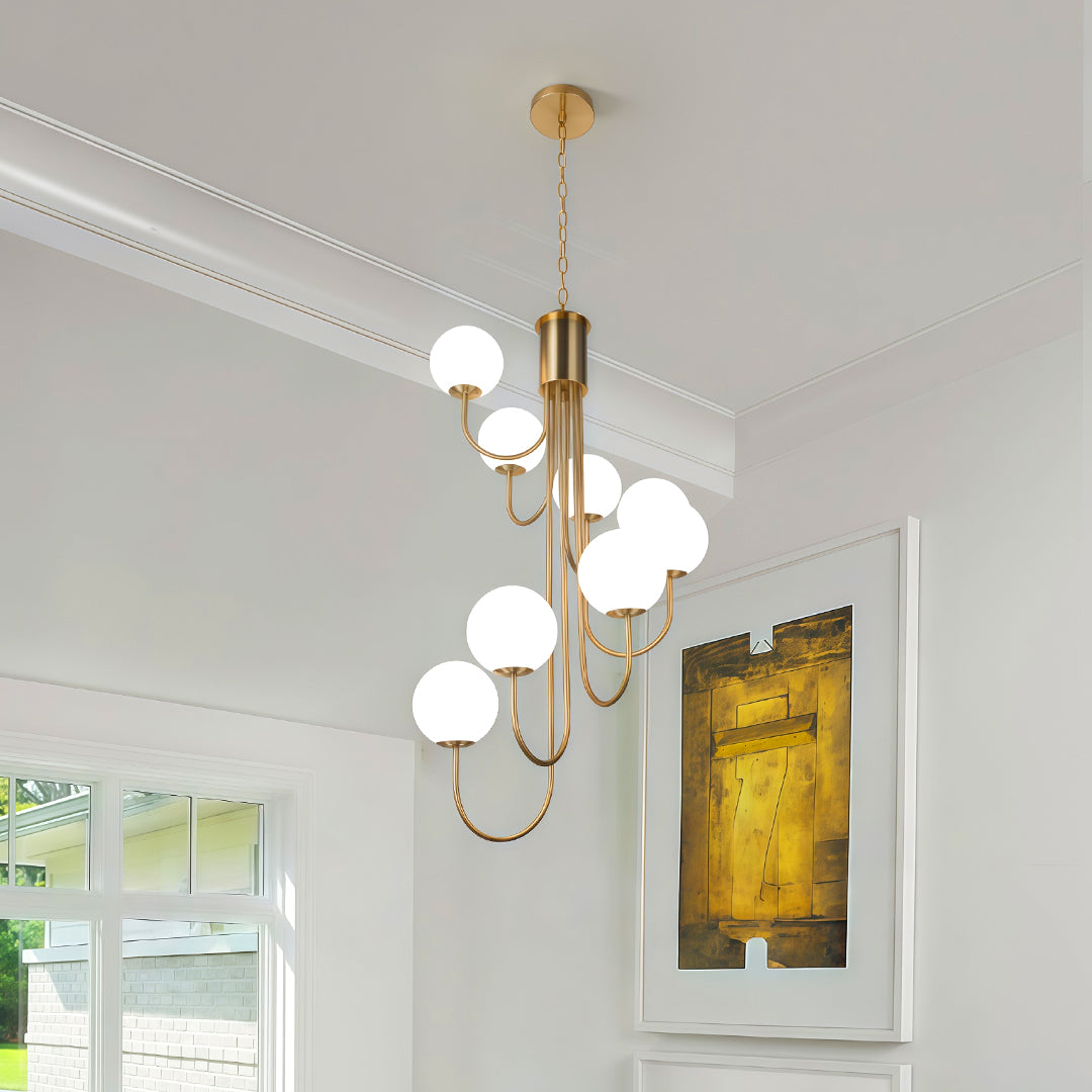 French Elegance Spiral Globe Chandelier in Gold or Black, 8 or 12 Lights