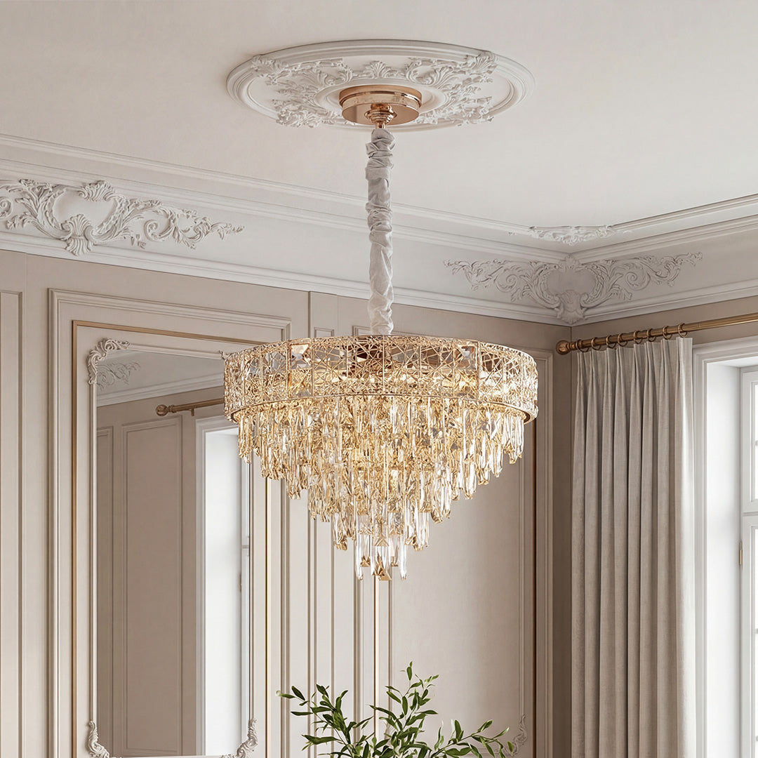 Aurelia Crystal Chandelier – European Luxury Gold Pendant Light