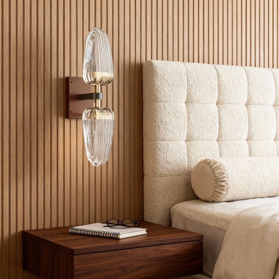 Aurelia Dual-Head LED Wall Sconce in Gold and Gray