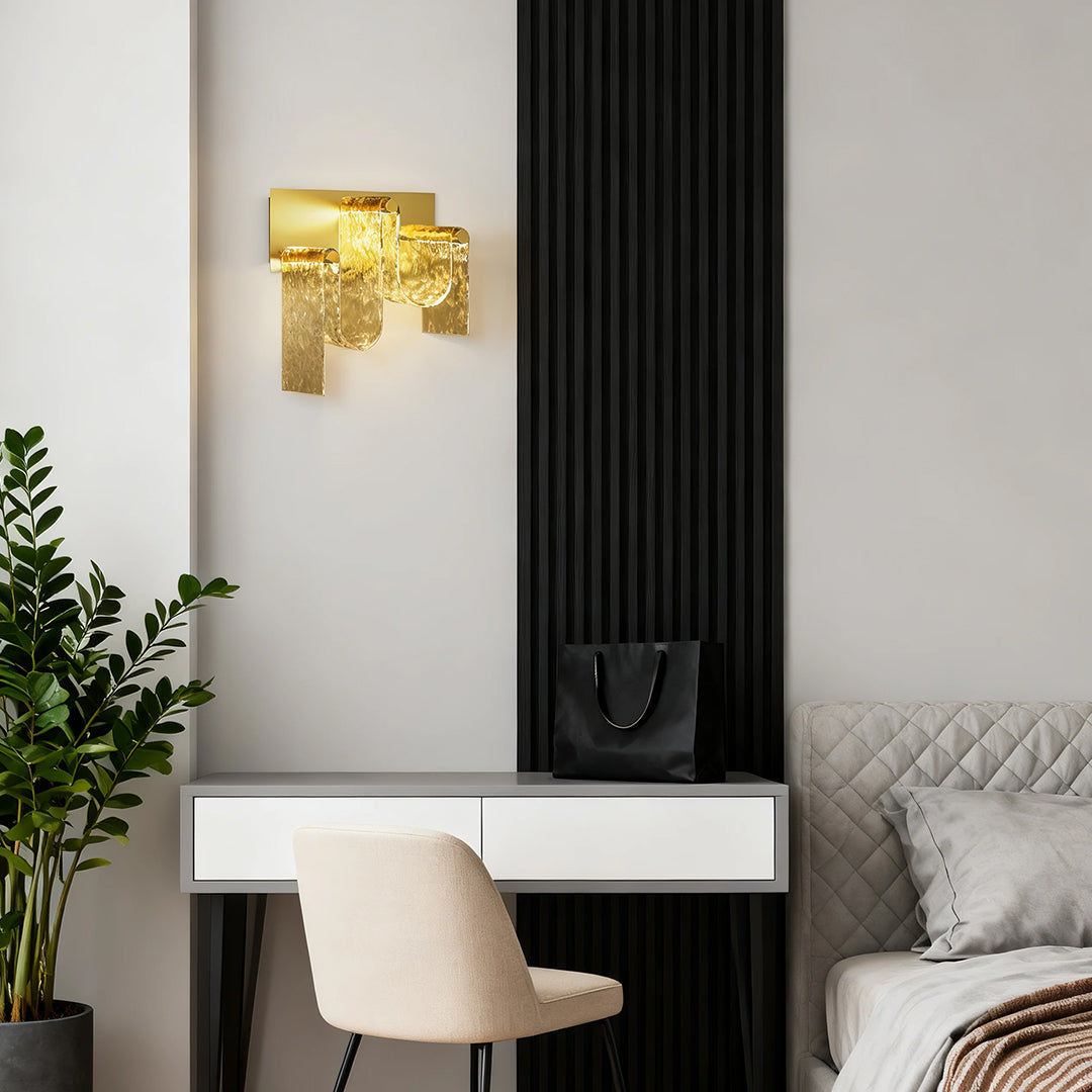 Aurelia Gold LED Wall Sconce with Amber Glass – Italian Modern