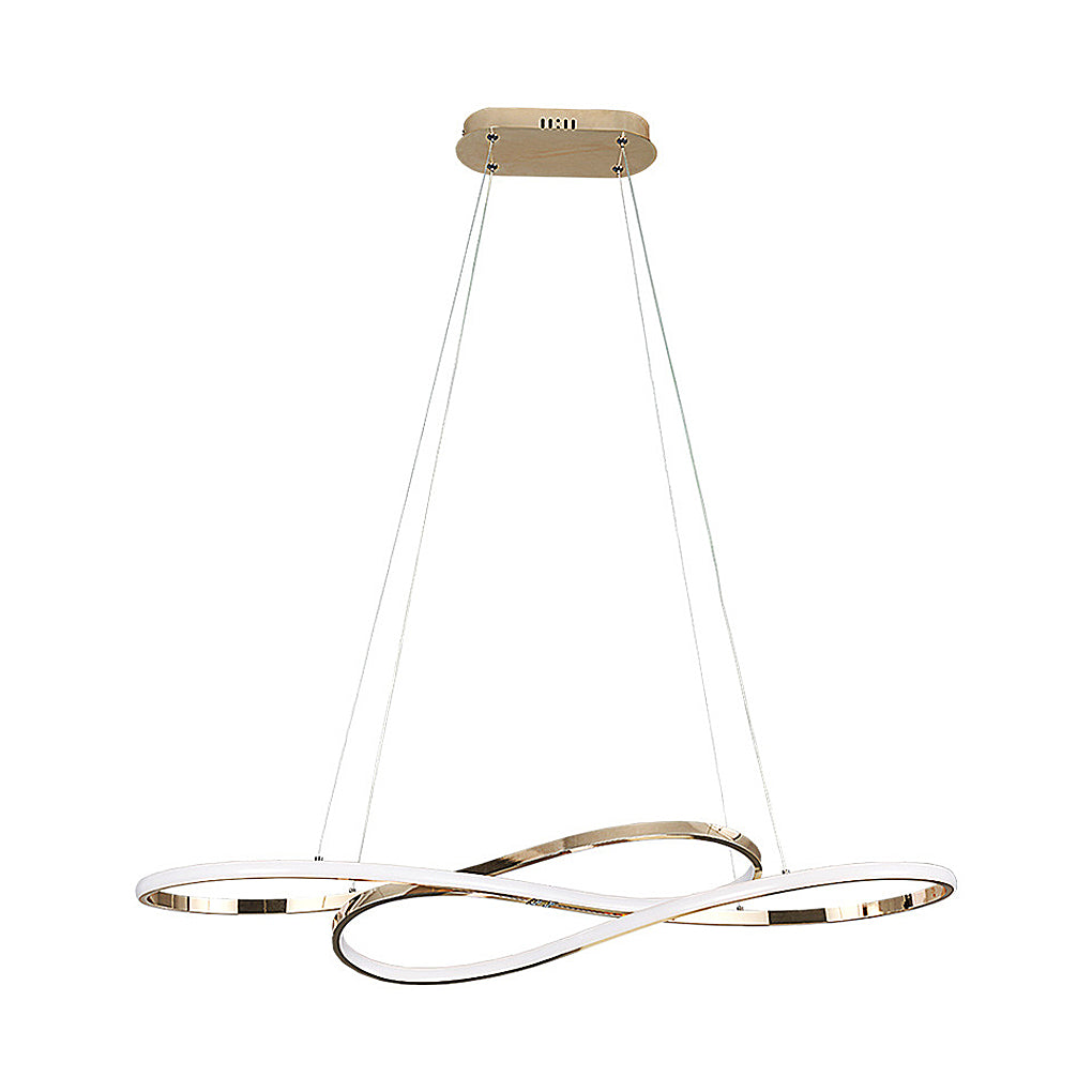 Wavy Double 8-Shaped LED Chandelier with Stepless Dimming, Modern Nordic Pendant Light