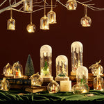Nordic Snow Scene Table Lamp with Wooden Base and Warm LED Light