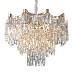 Tiered Crystal Chandelier Modern Gold Waterfall Ceiling Light