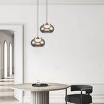 Smoked Gray Glass Pendant Light with Full-Spectrum LED, Italian Minimalist Design