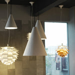 Nordic Plaster Pendant Light with Adjustable Chain, White LED Ceiling Lamp