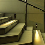 Architectural Recessed Step Light with Vertical LED Strip, Sand Gray Aluminum