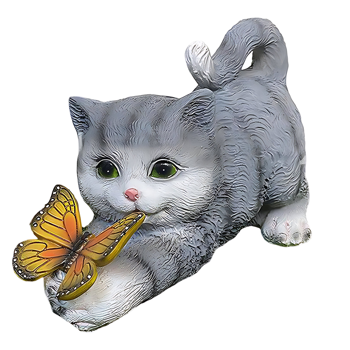 Handcrafted Resin Cat Solar Garden Lights with Warm LED Glow