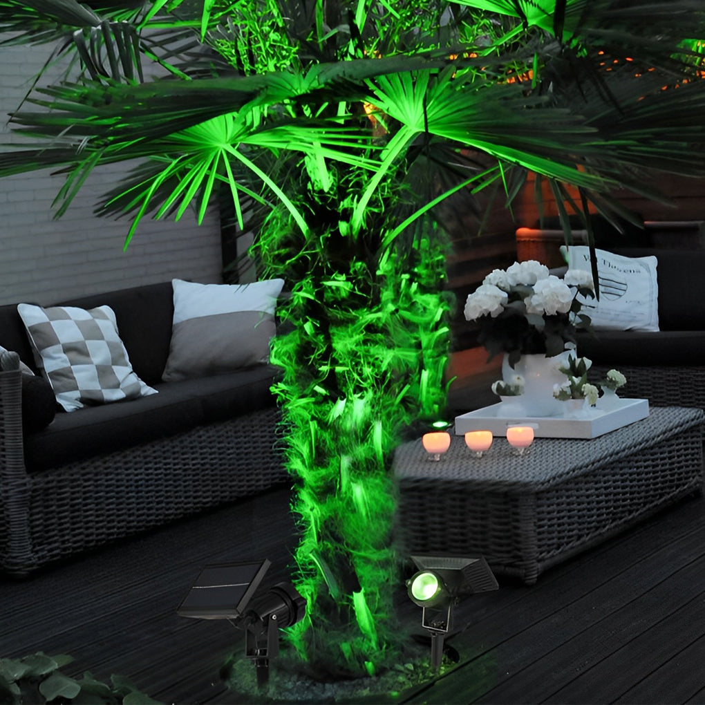 Solar Ground Spike Spotlight with Adjustable RGB LED for Landscape and Trees