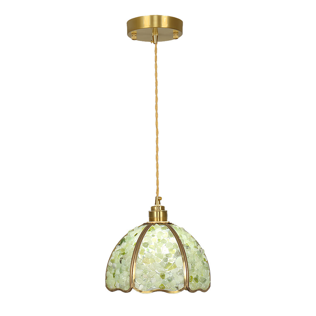 Vintage Crystal Pendant Light in Solid Copper, Small Scale