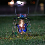 Artisan Iron Solar Butterfly Lantern for Garden & Patio