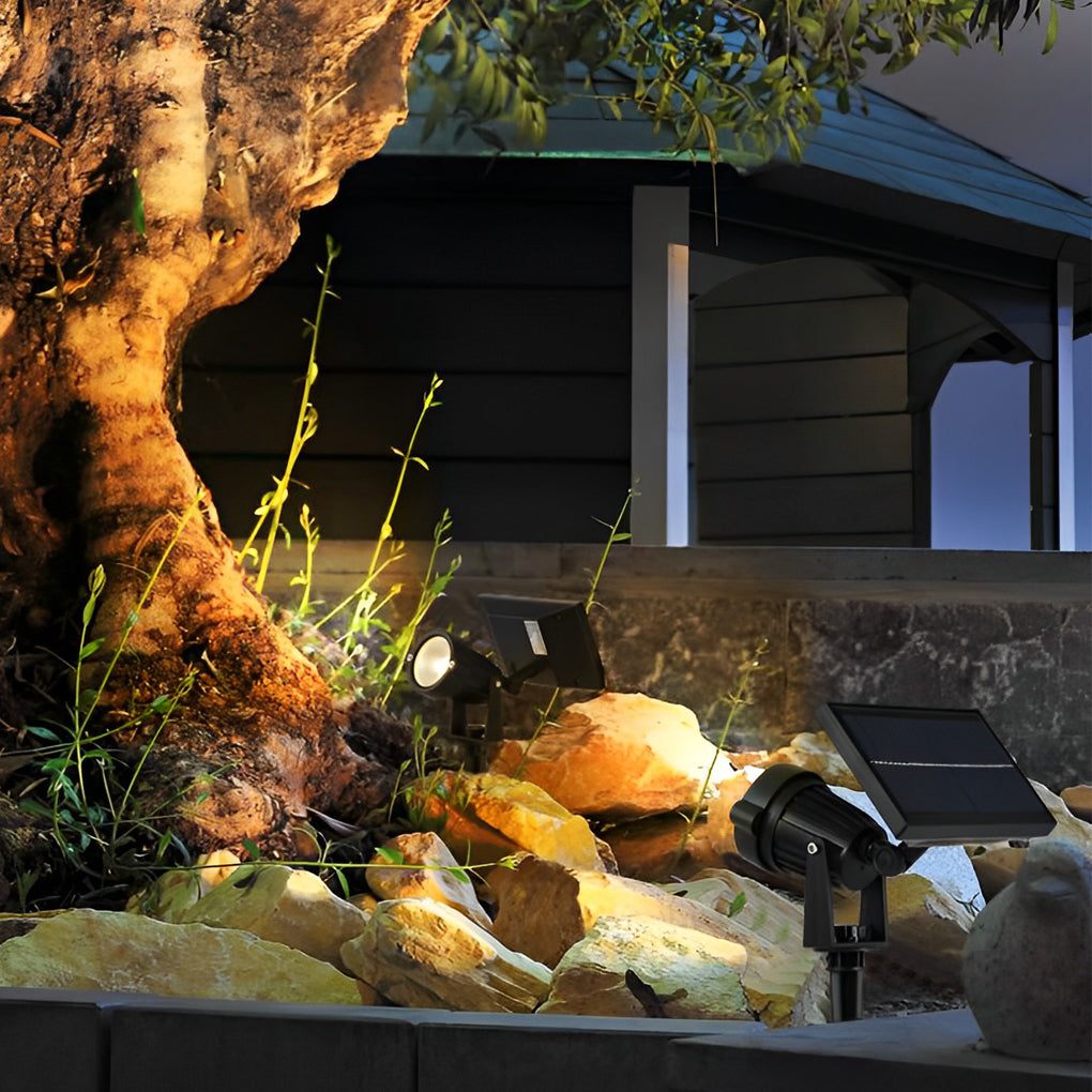 Solar Ground Spike Spotlight with Adjustable RGB LED for Landscape and Trees