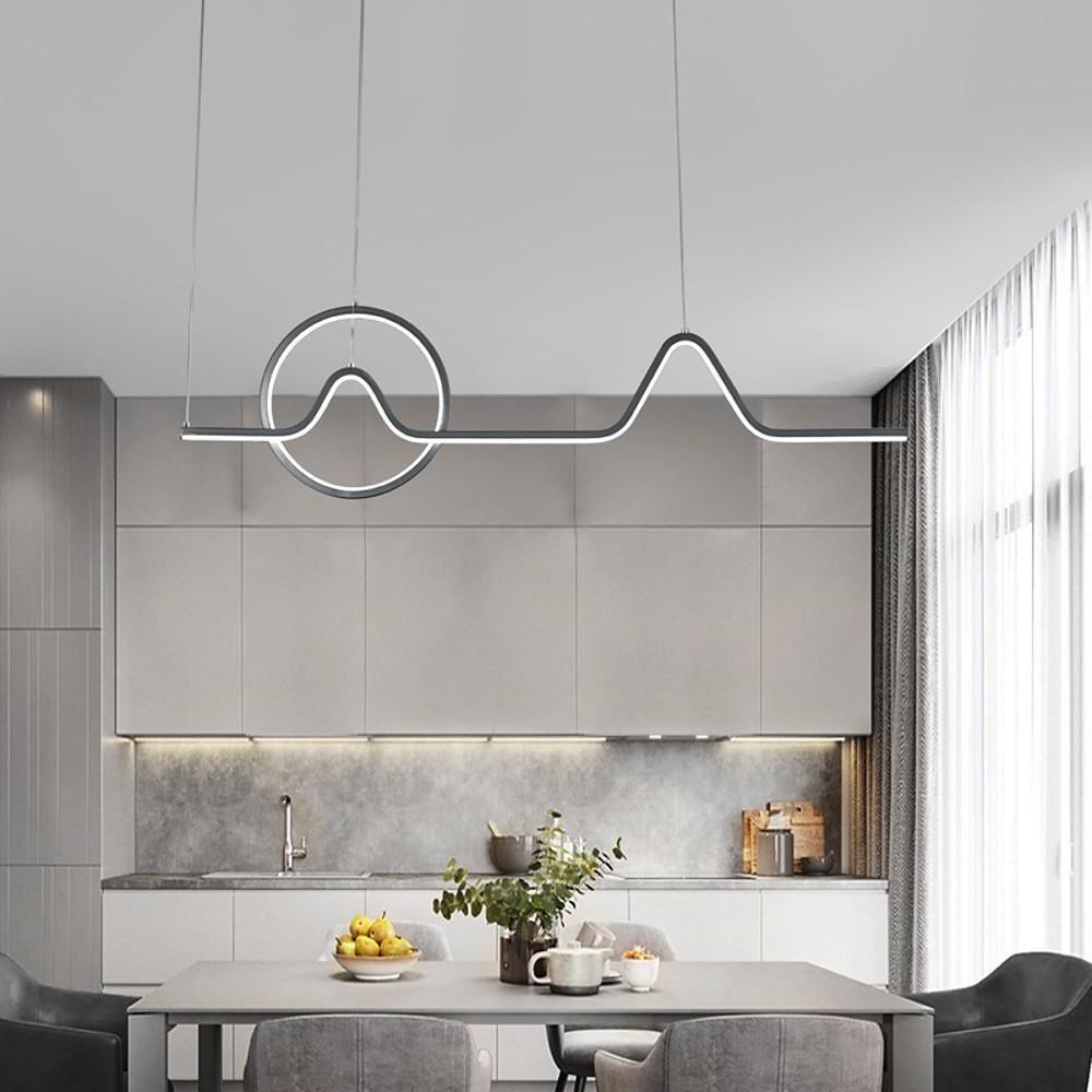 Modern LED Pendant Light with Geometric Wave Design for Dining Room and Kitchen Island