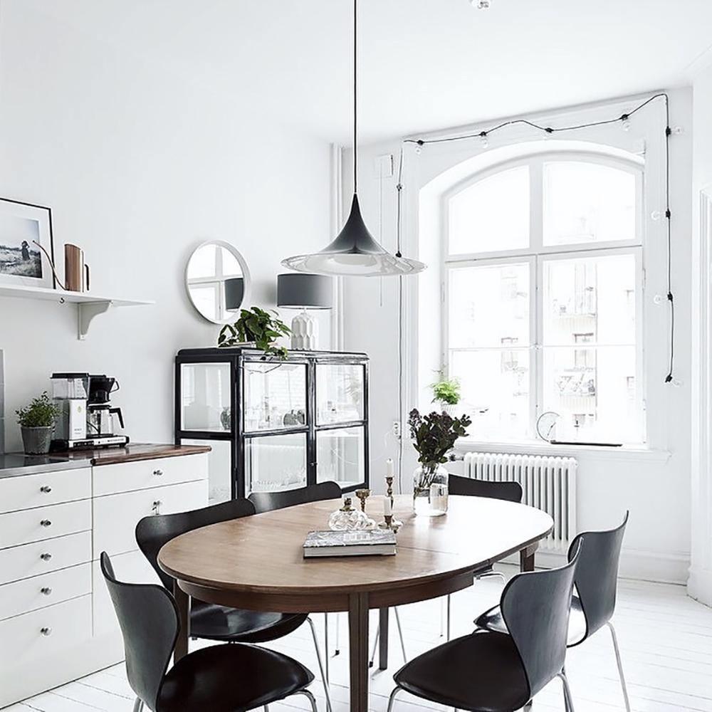 Semi Arch Pendant Light – Designer Aluminum Swag Lamp for Dining & Living Spaces