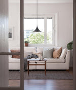 Semi Arch Pendant Light – Designer Aluminum Swag Lamp for Dining & Living Spaces