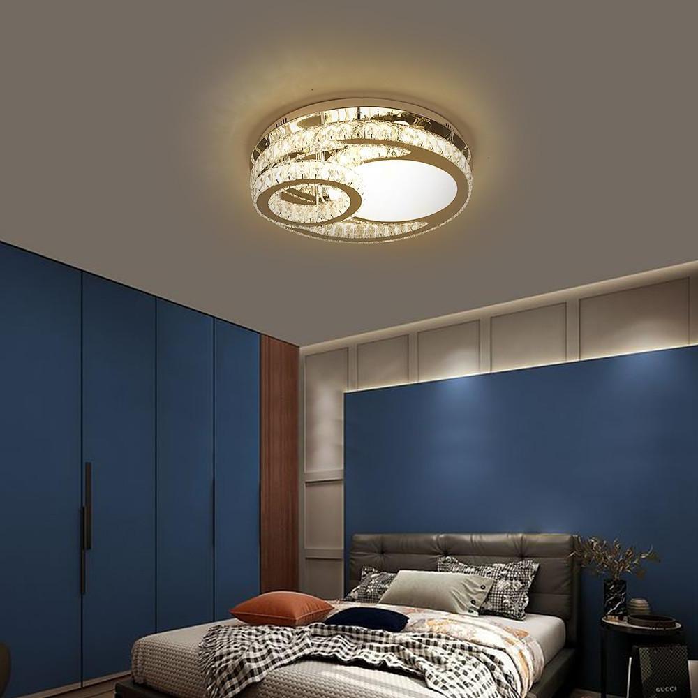 Lumina Crystal Flush Mount Ceiling Light in Stainless Steel