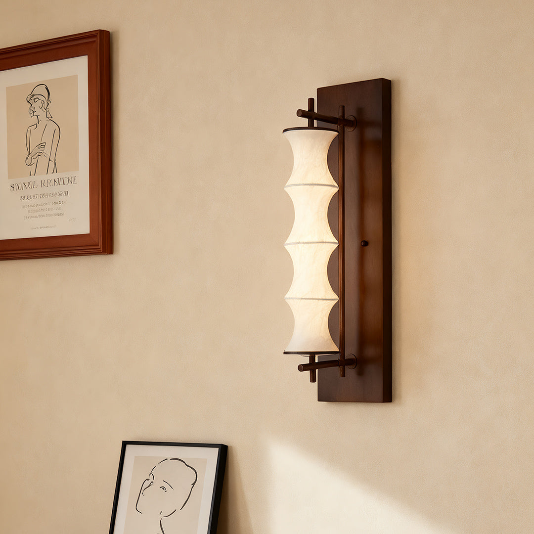 Bamboo Node Silk Wall Sconce in Walnut Finish – Warm LED Accent Light