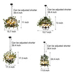 Vintage Iron Cage Pendant Light with Artificial Greenery and LED Bulbs