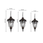 European-Style Black Aluminum Pendant Light with Glass Shade for Outdoor & Indoor Use