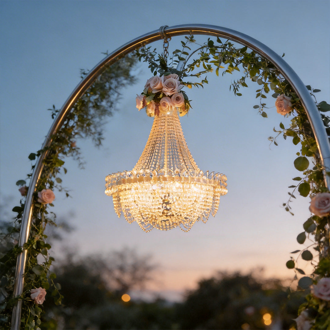 Aurelia Gold Acrylic Crystal Pendant Light for Outdoor Weddings and Events